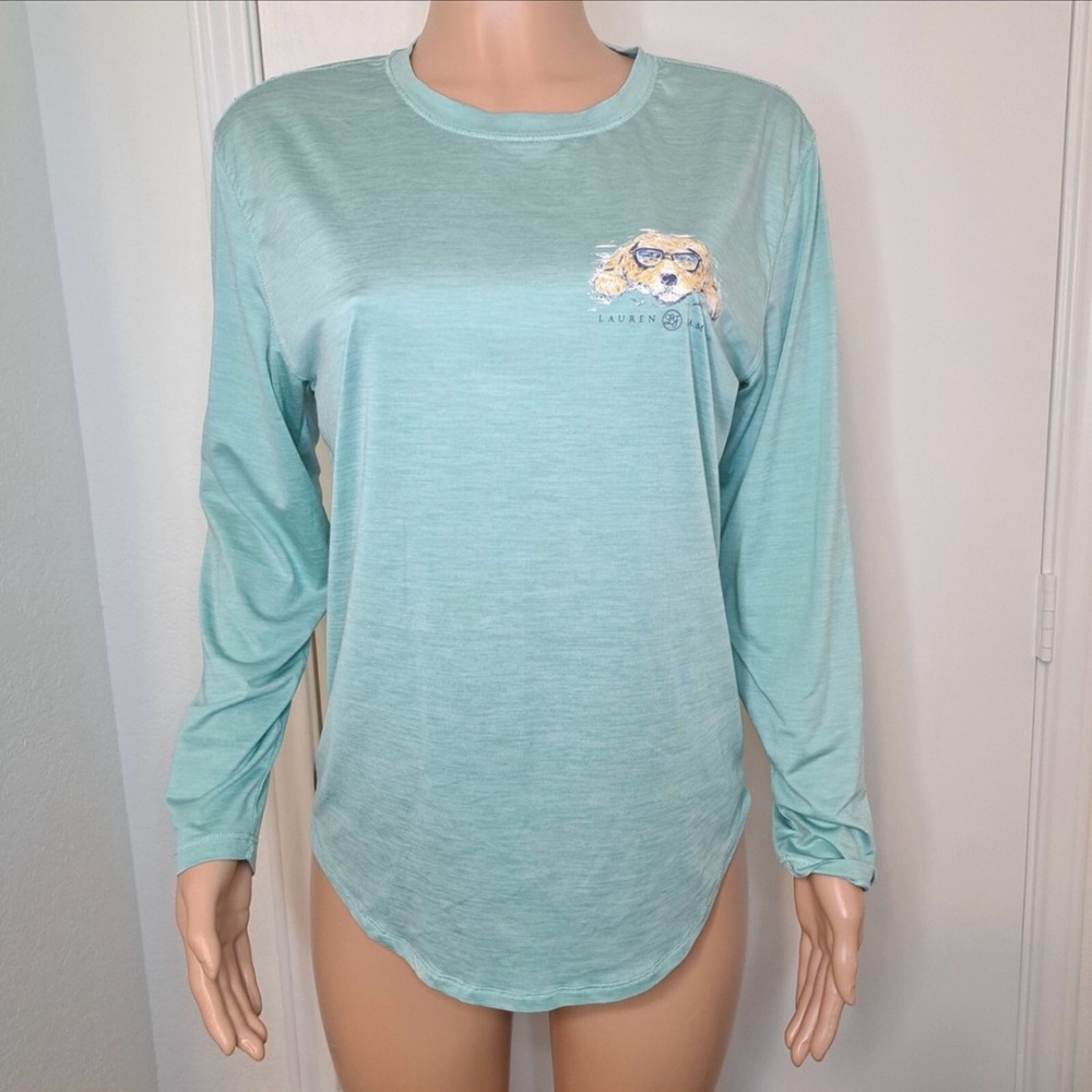 Lauren Ralph Lauren Aqua Long Sleeve Tee